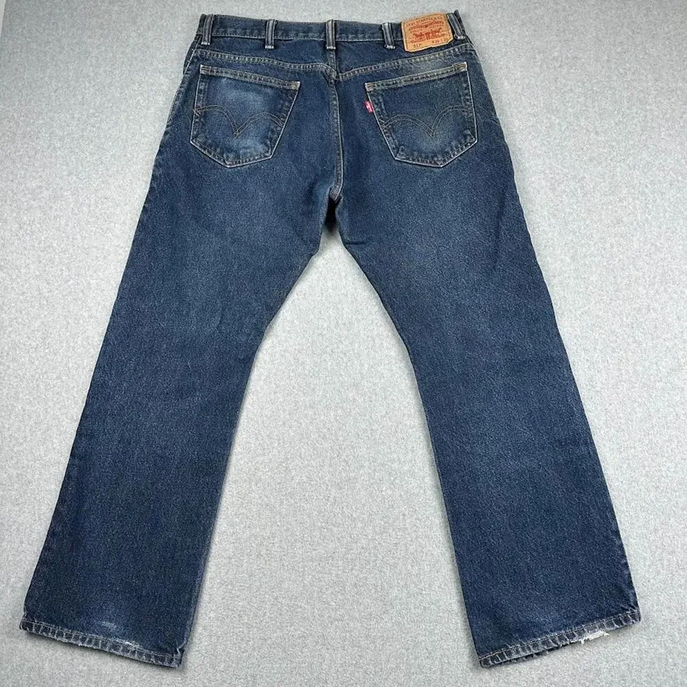 Vintage Levi 517 Jeans Boot Cut Mens 36x30 Y2K Blue Faded Western Rodeo 90s 2000
